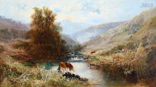 William Widgery (1822-1893) Highland river landscape with ca...