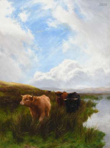 Peter Graham RA, RSA (Scottish 1838-1921) Highland cattle on...