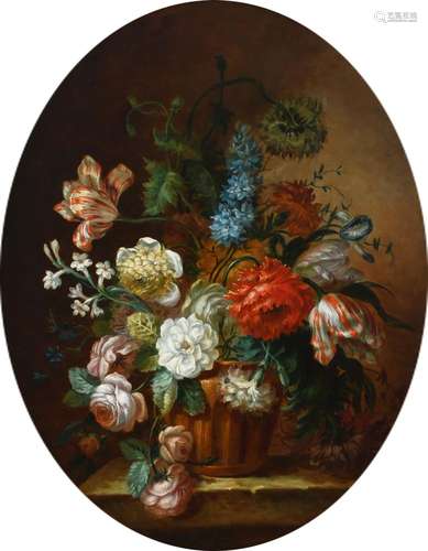 Continental School 19th Century Still life with flowers in a...