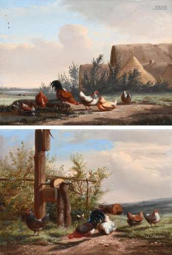 Johan Lodewijk van Leemputten (Belgian 1840-1910) Chickens a...