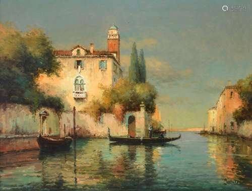 ‡ Antoine Bouvard (French 1870-1955) Gondolas on a Venetian ...