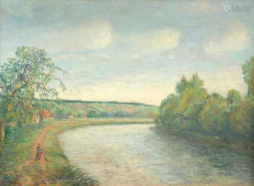 Frédéric Samuel Cordey (French 1854-1911) River landscape wi...