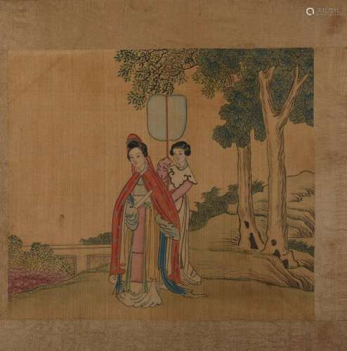 CHINE - Vers 1900<br />
Album d'encres et couleurs sur soie,...