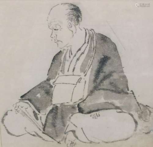 ITCHO Hanabusa (1652-1724)<br />
Moine assis, drapé dans son...
