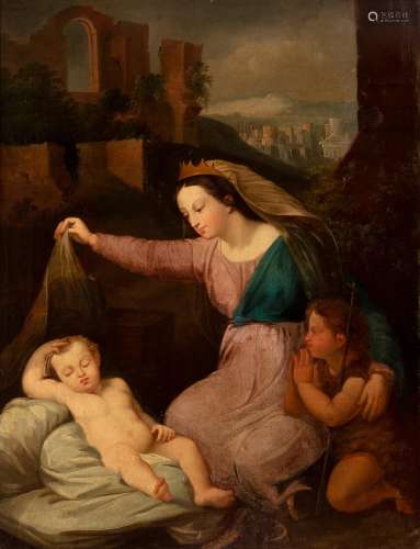 Italian school, ca.1800."Madonna and Child with Saint J...