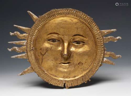 Spanish school, 18th century."Sun".In carved and g...