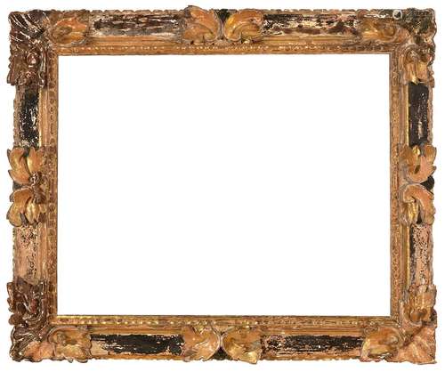 Spanish frame, 17th century.Carved and polychrome wood.Wear ...