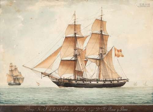 French school, early 19th century."Schooner Our Lady of...