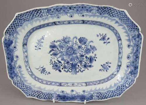 A mid-eighteenth century blue and white hand-painted Chinese...