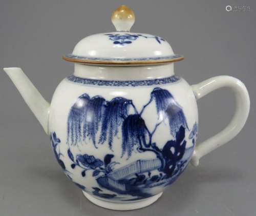A mid-eighteenth century blue and white hand-painted Chinese...