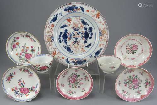 A group of mid-eighteenth century hand-painted famille rose ...