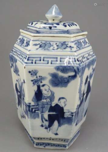 A late nineteenth century hand-painted blue and white Chines...