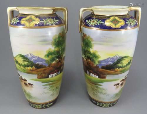 A pair of late nineteenth century Japanese Noritake porcelai...