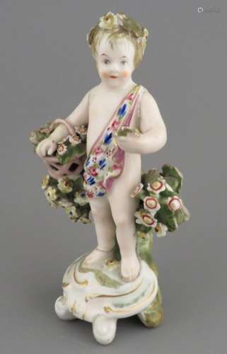 A late eighteenth century porcelain Derby cherub with applie...