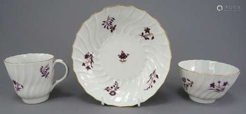 A late eighteenth century porcelain Worcester hand-painted t...