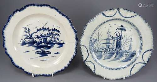 A late eighteenth century blue and white hand-painted, Turne...