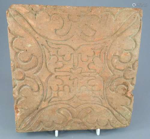 A German medieval floor tile from the fourteenth century. It...