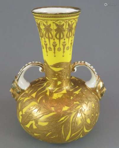 A late nineteenth century Derby porcelain two-handle vase, c...