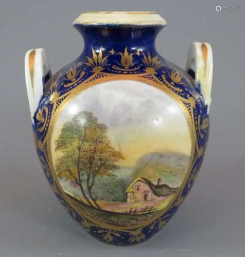 An early nineteenth century Derby porcelain two-handled vase...