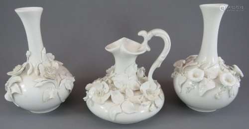 A group of mid-nineteenth century Derby white porcelain flow...