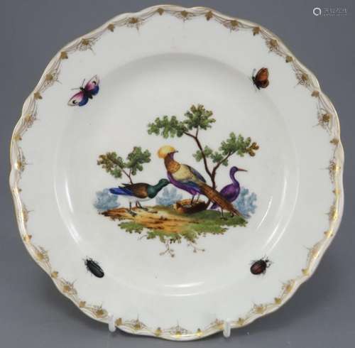 A mid-nineteenth century Meissen porcelain hand-painted plat...