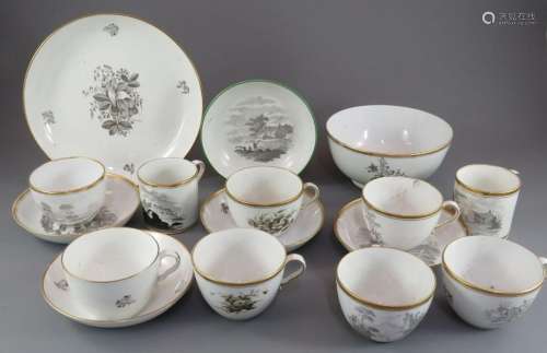 A group of early nineteenth century Spode black bat printed ...