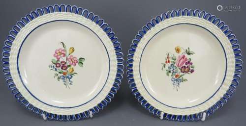 A pair of early nineteenth century creamware hand-painted ar...