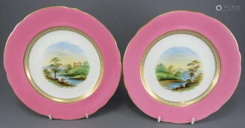 Two mid-nineteenth century porcelain hand-painted Thomas &am...