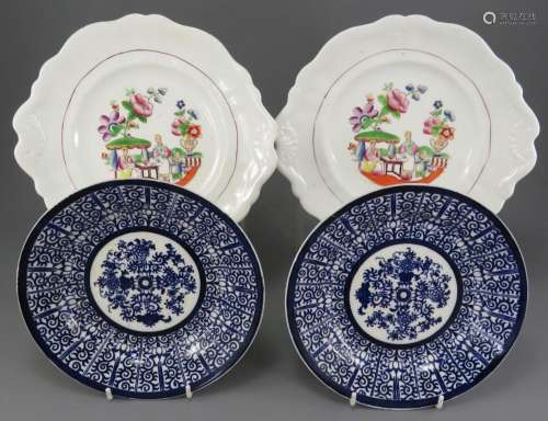 A mid-nineteenth century porcelain transfer-printed and hand...
