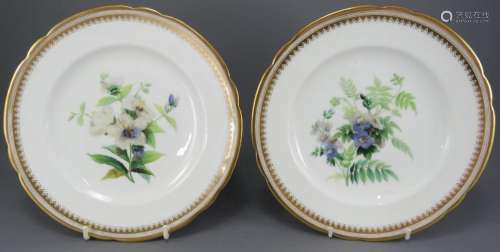 Two mid-nineteenth century porcelain hand-painted floral pla...