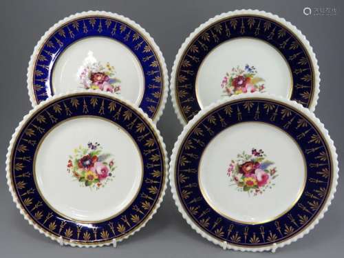 A set of four early nineteenth century porcelain hand-painte...