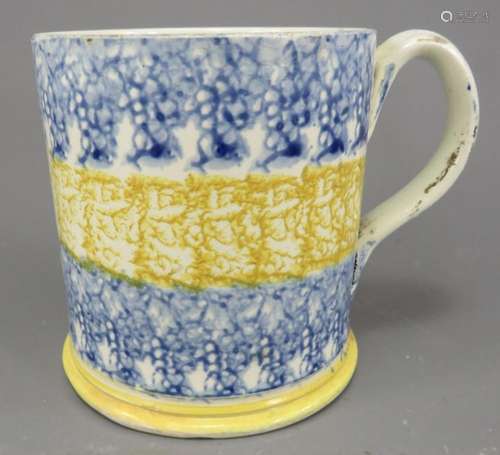 An early nineteenth century pearlware spongeware tankard dec...