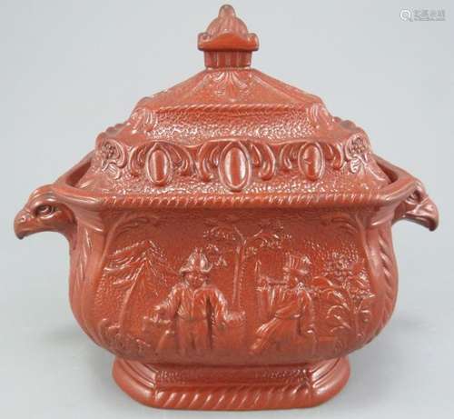 An early nineteenth century pottery Rockingham Improved redw...