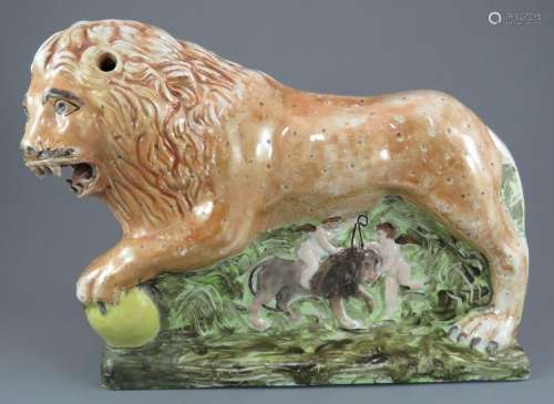 An early nineteenth century large pearlware lion, c. 1820. I...