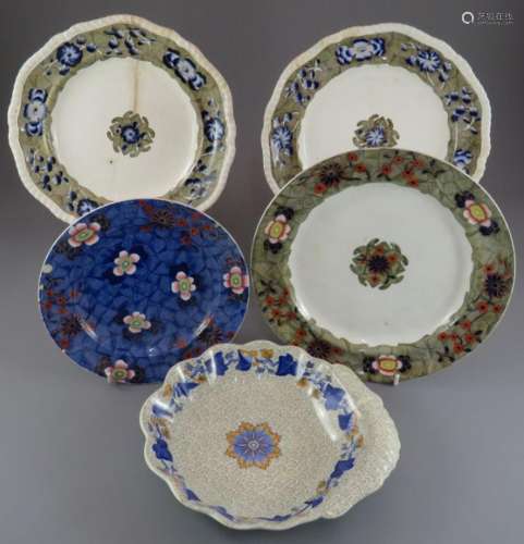 A group of early nineteenth century blue and white, and gree...