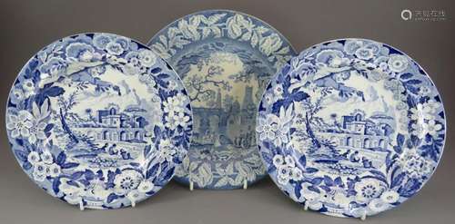 A group of early nineteenth century blue and white transfer-...