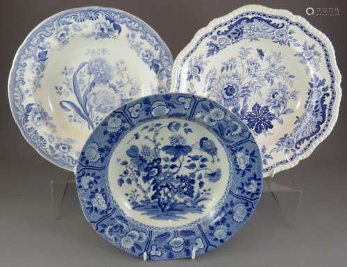 A group of early nineteenth century blue and white transfer-...