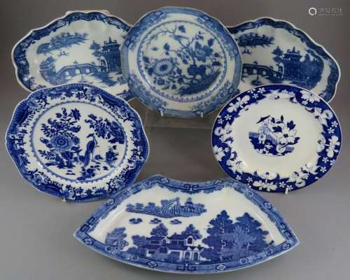 A selection of early nineteenth century blue and white trans...