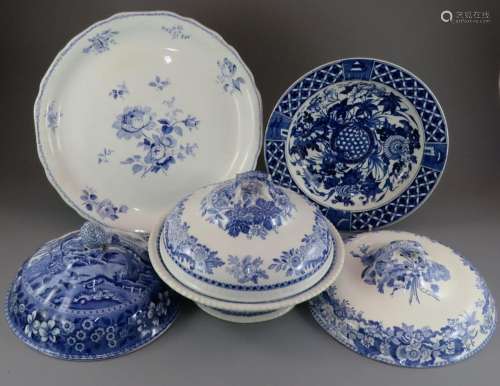 A selection of early nineteenth century blue and white trans...