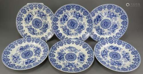 A group of early nineteenth century blue and white transfer-...