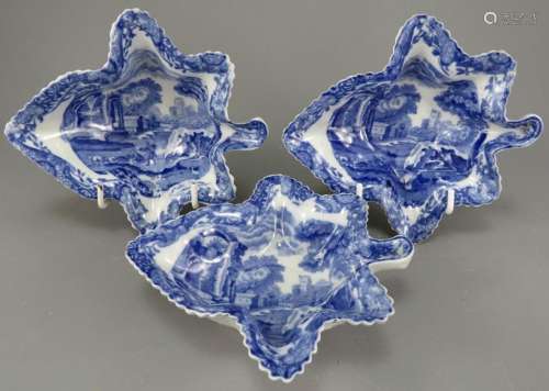 A group of three early twentieth century blue and white tran...