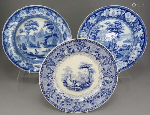 A group of early nineteenth century blue and white transfer-...