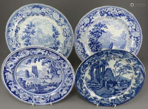 A group early nineteenth century blue and white transfer-pri...