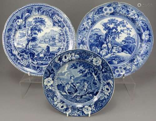 A group of early nineteenth century blue and white transfer-...