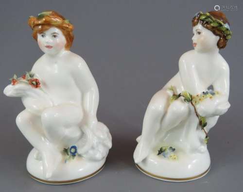 Two twentieth century Royal Crown Derby porcelain Infant Sea...
