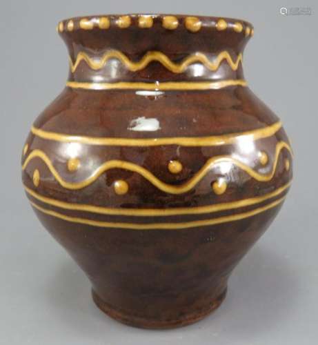 A mid-twentieth century hand-decorated Ewenny slipware vase,...