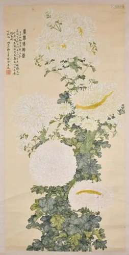 Wu Deyi(1864-1928) Chrysanthemum Hanging Scroll
