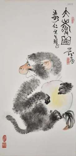 Li Yan(1943-) Monkey Hanging Scroll