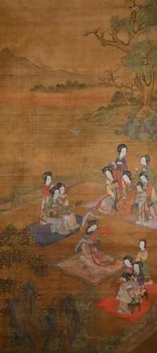 After Zhao Qianli (1127-1162) Figures Hanging Scro