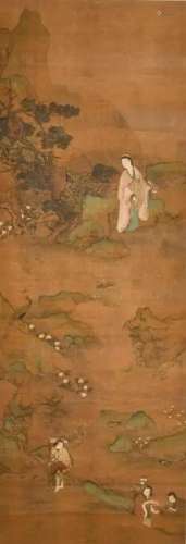 After Chou Ying (1494-1552) Figures Hanging Scroll